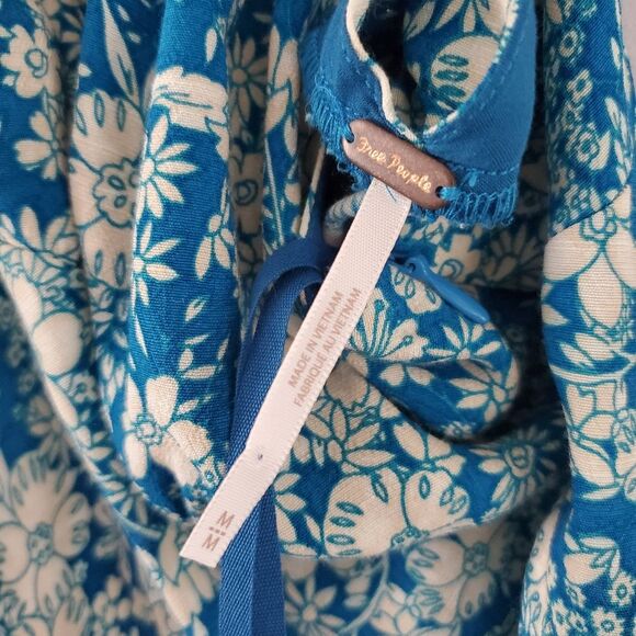 New Free People Bon Voyage Floral Print Woven Midi Dress In Blue Combo Size M - Picture 5 of 9